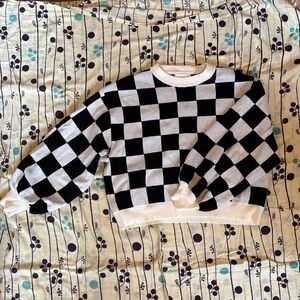 Black and White Checkered Women's Sweater